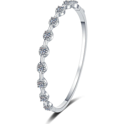 Bezel Moissanite Bangle Bracelet white background product photo showing bracelet silhouette and moissanite setting
