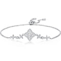 Star Cut Moissanite Adjustable Bracelet with CZ white background product photo showing bracelet silhouette and moissanite setting