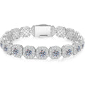 Wide Moissanite Tennis Bracelet with CZ white background product photo showing bracelet silhouette and moissanite setting