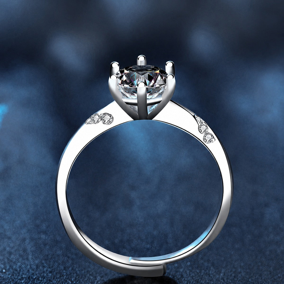 Couples Round Moissanite Wedding Rings product view showing moissanite setting and metal finish