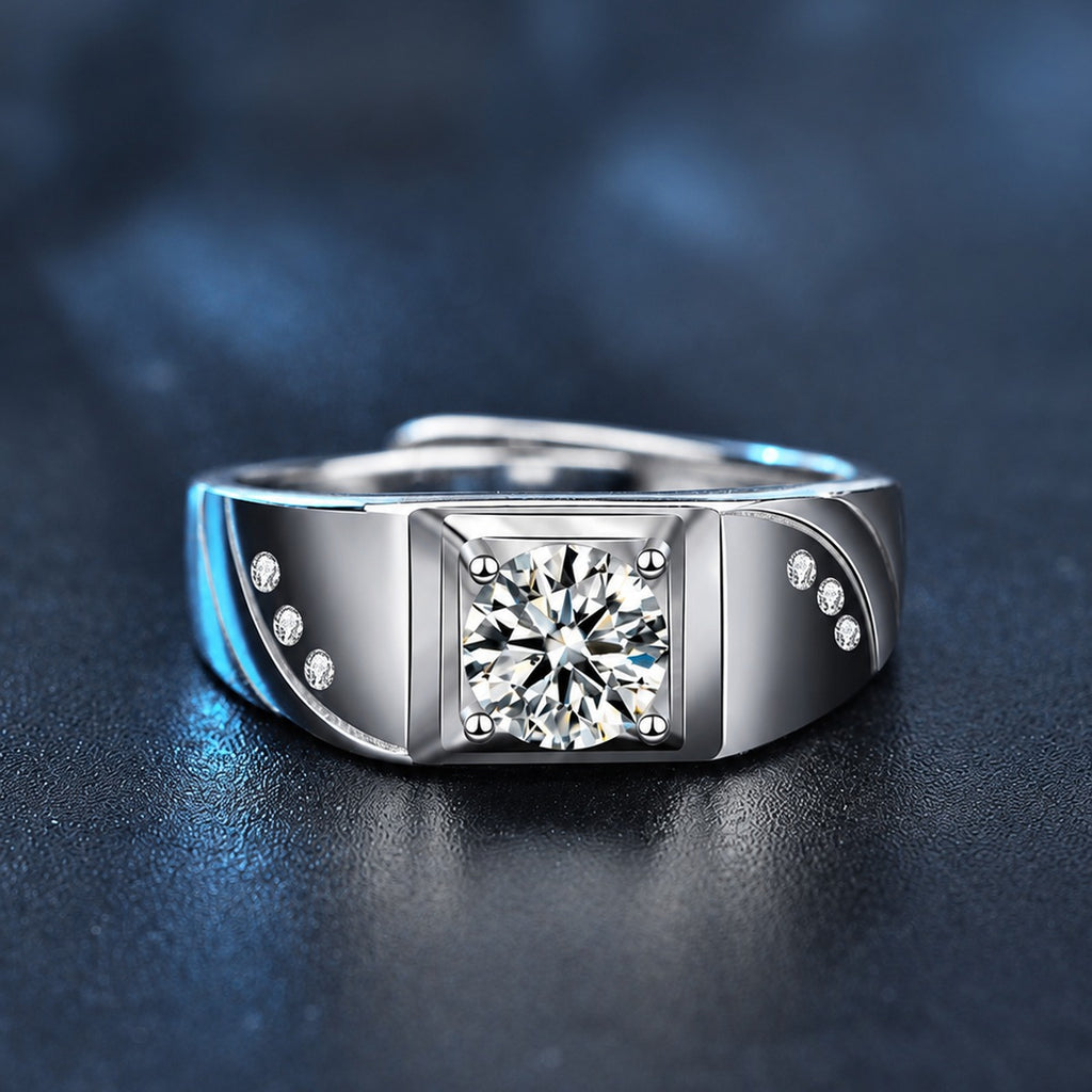 Couples Round Moissanite Wedding Rings product view showing moissanite setting and metal finish