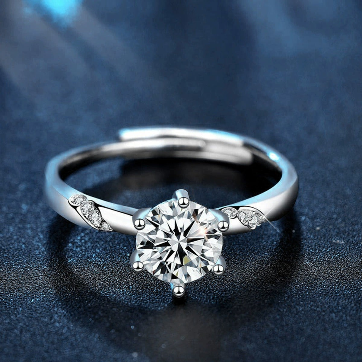 Couples Round Moissanite Wedding Rings product view showing moissanite setting and metal finish