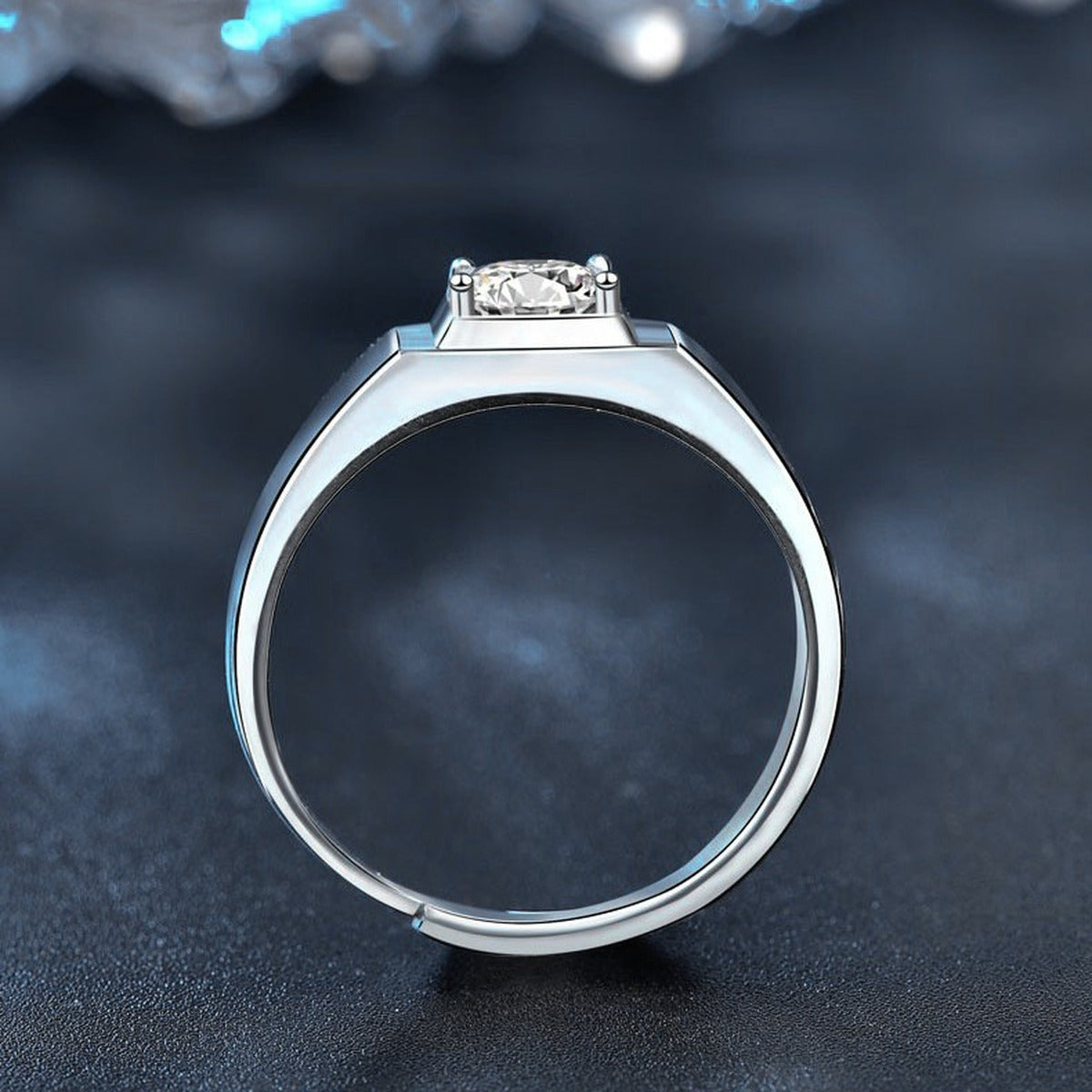 Couples Round Moissanite Wedding Rings product view showing moissanite setting and metal finish