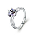 Starburst Six-Prong Round Moissanite Engagement Ring with CZ in gold-plated S925 sterling silver on clean white background