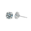 Four-Prong Round Moissanite Solitaire Stud Earrings in Gold-Plated S925 sterling silver product scene view showing front sparkle