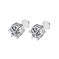 Magnetic Clip-On Round Moissanite Stud Earrings in Gold-Plated S925 sterling silver product scene view showing front sparkle