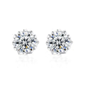 Snowflake Round Moissanite Stud Earrings in Gold-Plated S925 sterling silver product scene view showing front sparkle