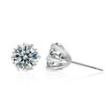 Snowflake Round Moissanite Solitaire Stud Earrings in Gold-Plated S925 sterling silver product scene view showing front sparkle