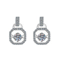 Geometric Round Moissanite Stud Drop Earrings with CZ in White Gold-Plated S925 sterling silver white background product photo showing the pair, stone shape, and stud earrings silhouette