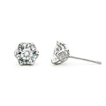 Six-Prong Round Moissanite Solitaire Stud Earrings in Gold-Plated S925 sterling silver product scene view showing front sparkle