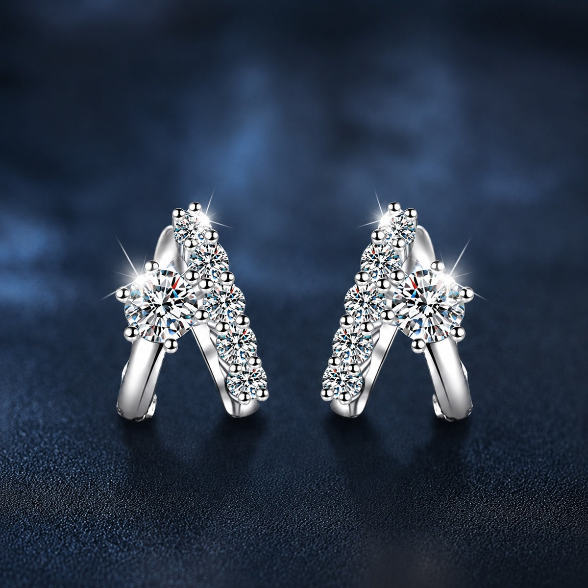 Floral Round Moissanite Huggie Hoop Earrings with CZ in Gold-Plated S925 sterling silver product scene view showing side profile