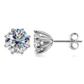 Eight-Prong Round Moissanite Solitaire Stud Earrings in Gold-Plated S925 sterling silver product scene view showing pair comparison