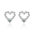 Beaded Heart Round Moissanite Stud Earrings in Gold-Plated S925 sterling silver product scene view showing front sparkle
