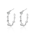 Princess-Cut Moissanite Geometric Stud Hoop Earrings in Gold-Plated S925 sterling silver product scene view showing front sparkle