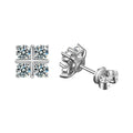 Four-Leaf Clover Round Moissanite Stud Earrings in Gold-Plated S925 sterling silver product scene view showing front sparkle