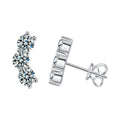 Smile Graduated Round Moissanite Ear Climber Stud Earrings in Gold-Plated S925 sterling silver product scene view showing front sparkle