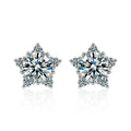 Five-Point Star Round Moissanite Stud Earrings with CZ in Gold-Plated S925 sterling silver product scene view showing front sparkle