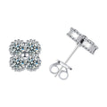Four-Stone Clover Round Moissanite Stud Earrings in Gold-Plated S925 sterling silver product scene view showing front sparkle