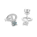 Modern Loop Round Moissanite Stud Earrings with CZ in Gold-Plated S925 sterling silver product scene view showing front sparkle
