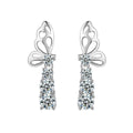 Butterfly Graduated Round Moissanite Stud Dangle Earrings in Gold-Plated S925 sterling silver product scene view showing front sparkle