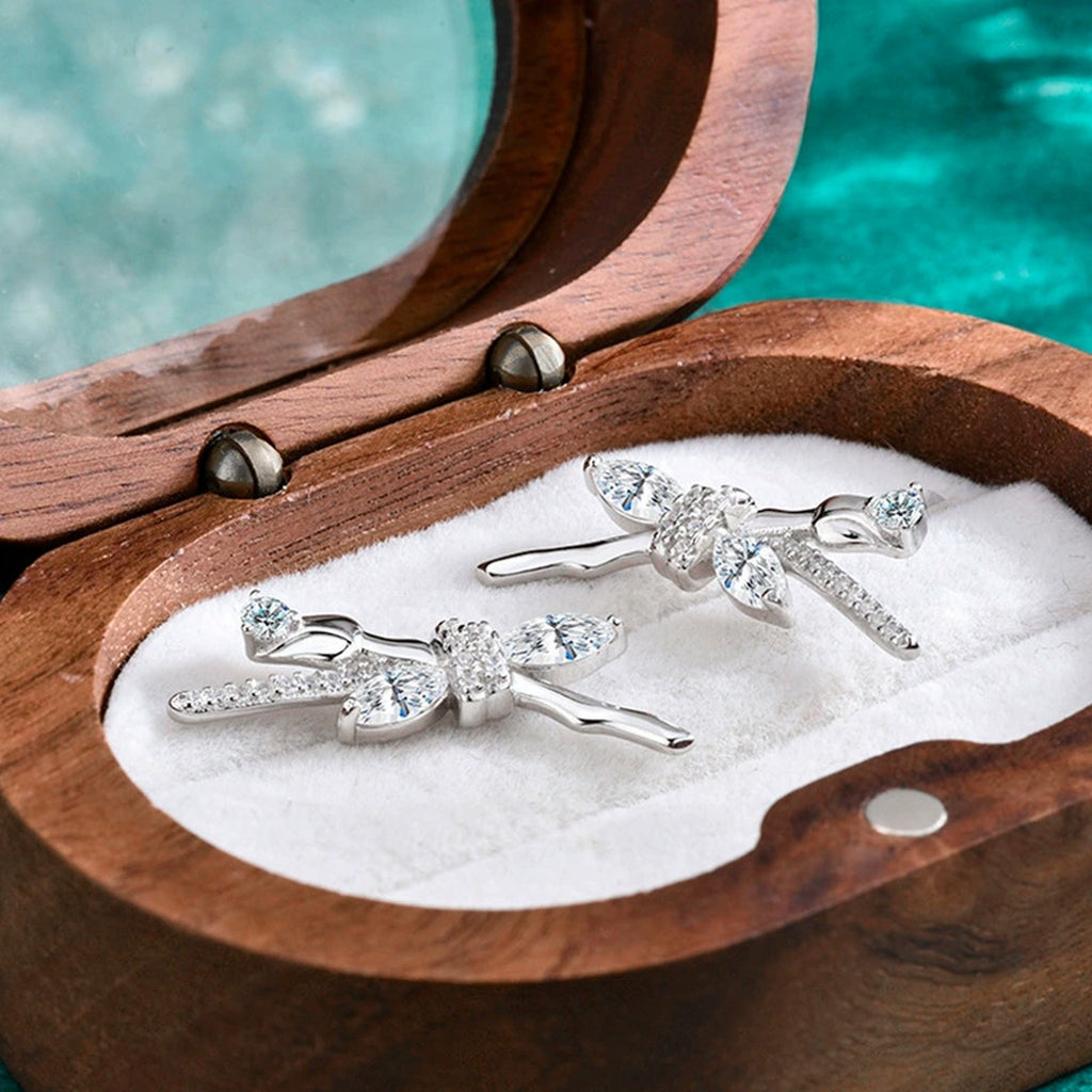 Rose Marquise Moissanite Stud Earrings with CZ in Gold-Plated S925 sterling silver product scene view showing side profile