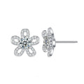 Sunflower Round Moissanite Stud Earrings with CZ in Gold-Plated S925 sterling silver product scene view showing front sparkle