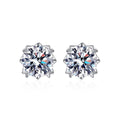 Four-Prong Round Moissanite Solitaire Stud Earrings in Gold-Plated S925 sterling silver product scene view showing front sparkle