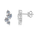 Graduated Round Moissanite Ear Climber Stud Earrings in Gold-Plated S925 sterling silver product scene view showing front sparkle
