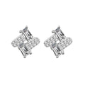 Emerald-Cut Moissanite Geometric Stud Earrings with CZ in Gold-Plated S925 sterling silver product scene view showing front sparkle
