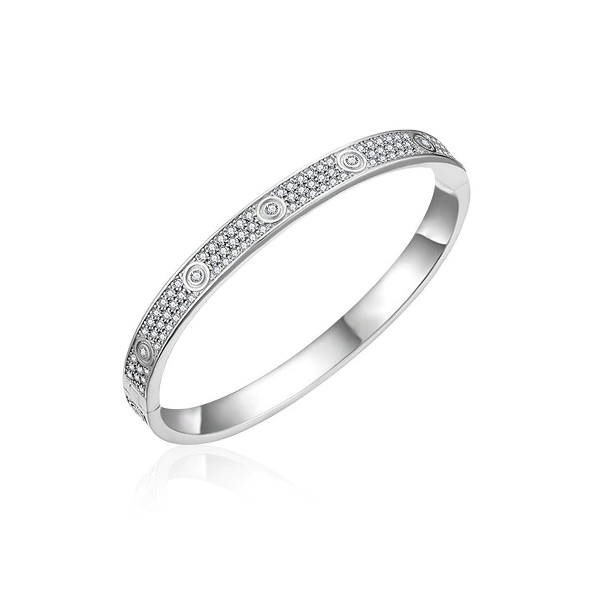 Round Moissanite Eternity Bangle in Gold-Plated S925 sterling silver styled product scene showing stone sparkle and chain detail