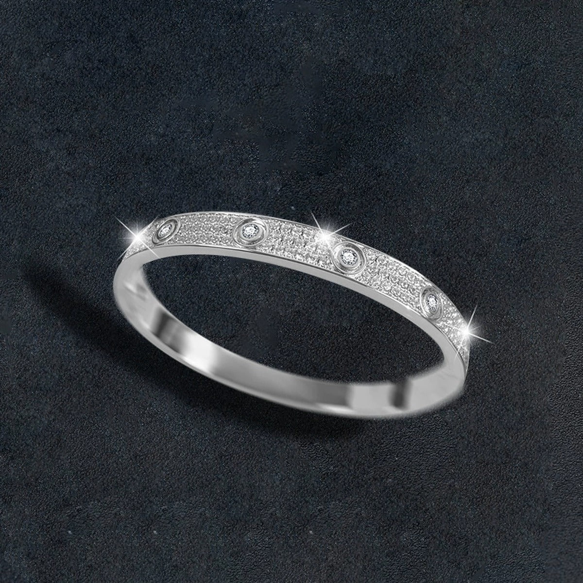 Round Moissanite Eternity Bangle in Gold-Plated S925 sterling silver additional product photo showing finish and setting