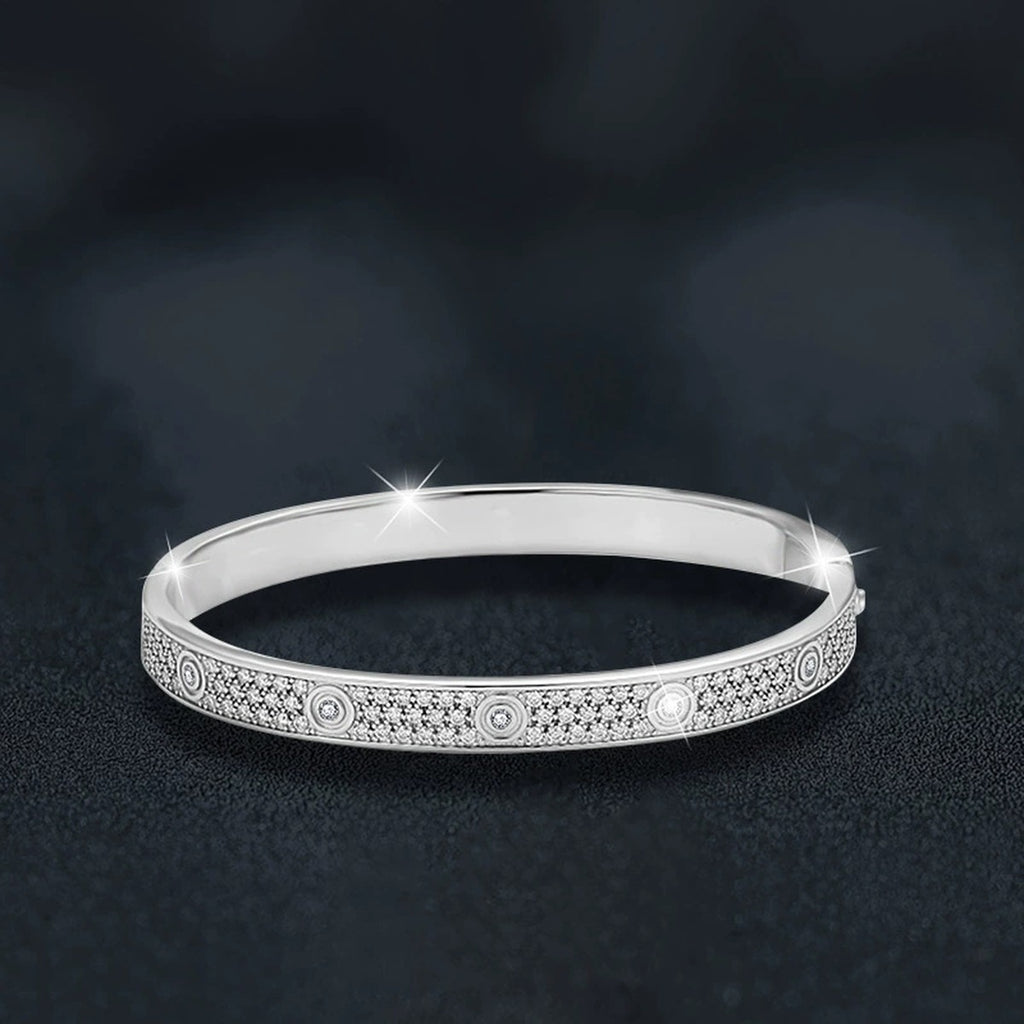 Round Moissanite Eternity Bangle in Gold-Plated S925 sterling silver additional product photo showing finish and setting
