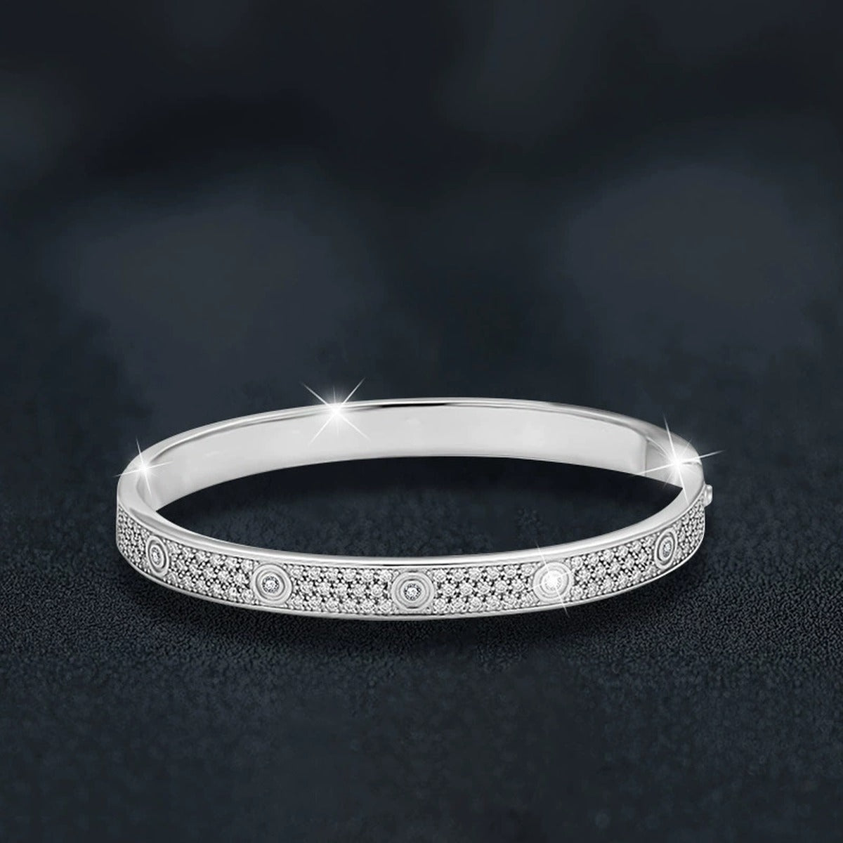 Round Moissanite Eternity Bangle in Gold-Plated S925 sterling silver additional product photo showing finish and setting