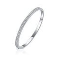 Round Moissanite Eternity Bangle in White Gold-Plated S925 sterling silver white background product photo showing bracelet shape and moissanite setting