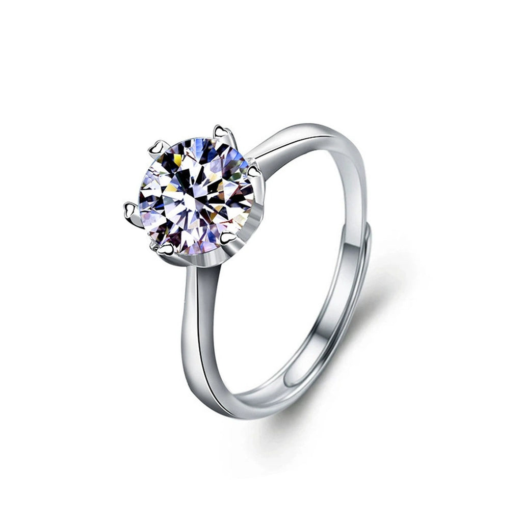Greek Key Couples Round Moissanite Wedding Rings in white gold-plated S925 sterling silver on clean white background