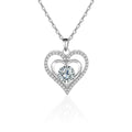 Heart Colored Moissanite Pendant Necklace with CZ in White Gold-Plated S925 sterling silver white background product photo showing open heart pendant with colored round moissanite options and CZ frame
