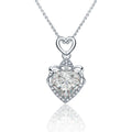 Heart Cut Moissanite Necklace with CZ in White Gold-Plated S925 sterling silver white background product photo showing heart-cut moissanite pendant with a slim CZ-accented white gold-plated frame