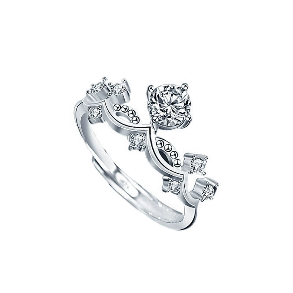 Princess and Knight Couples Round Moissanite Wedding Rings with CZ in gold-plated S925 sterling silver on clean white background