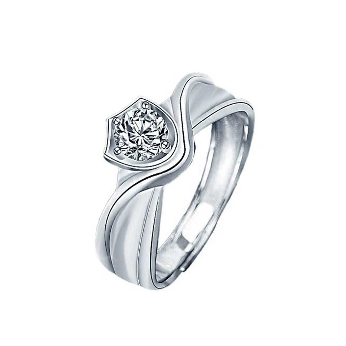 Princess and Knight Couples Round Moissanite Wedding Rings with CZ in gold-plated S925 sterling silver on clean white background