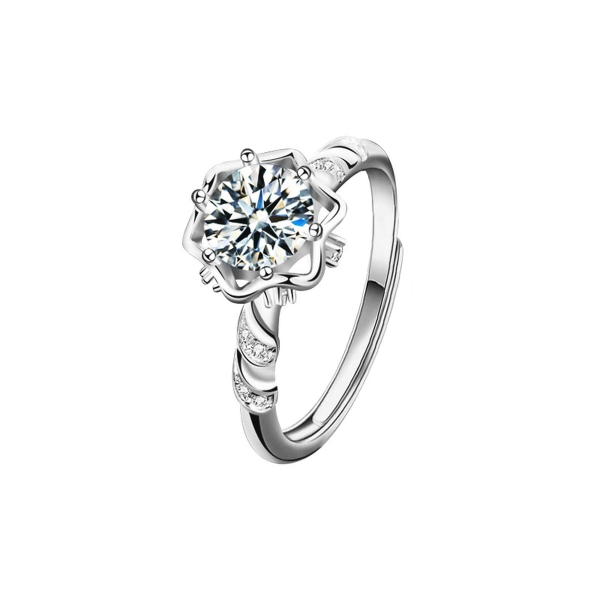 Two-Style Couples Round Moissanite Wedding Rings with CZ in gold-plated S925 sterling silver on clean white background