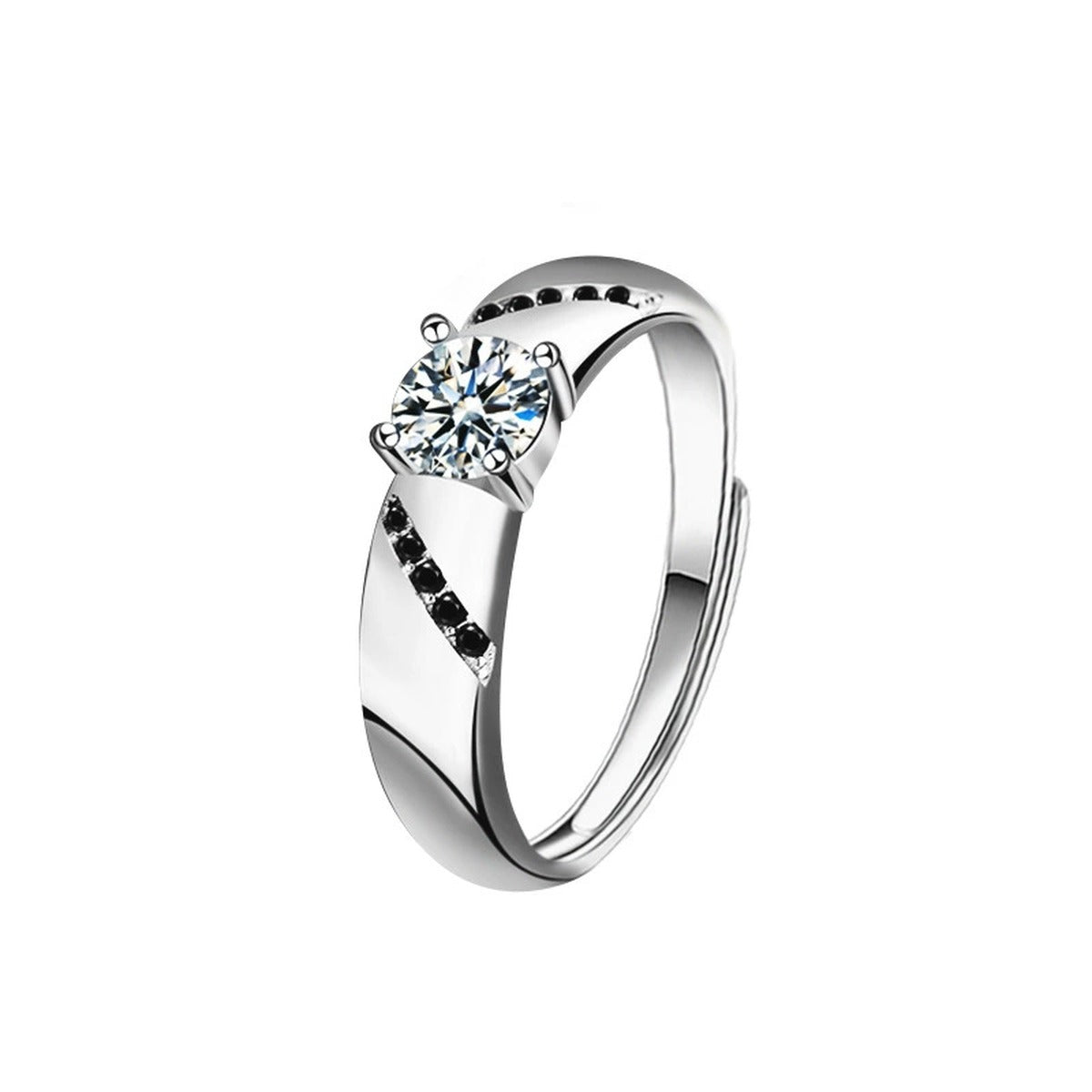 Two-Style Couples Round Moissanite Wedding Rings with CZ in gold-plated S925 sterling silver on clean white background
