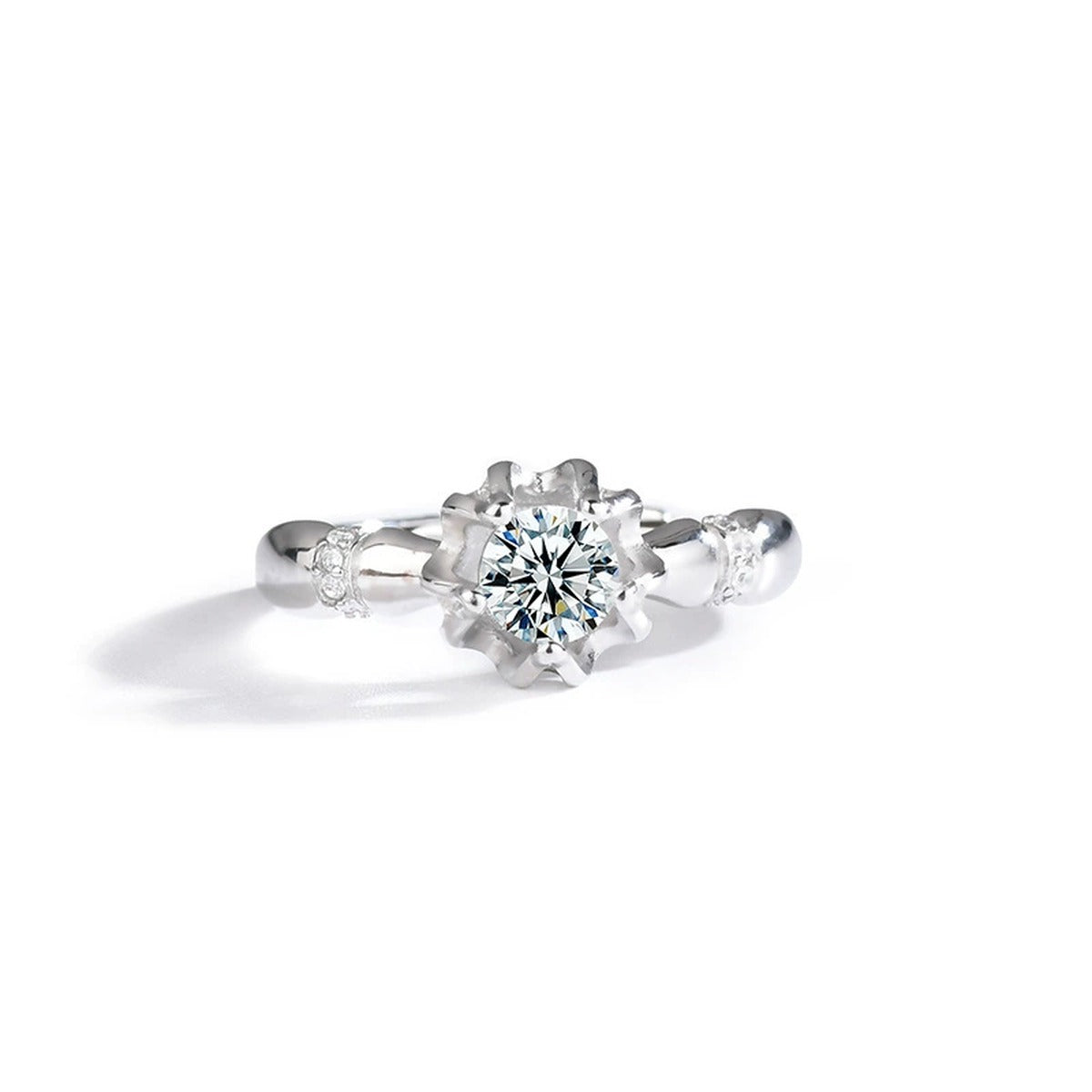 Marquise and Round Moissanite Couples Wedding Rings in Mixed Gold-Plated S925 Sterling Silver in gold-plated S925 sterling silver on clean white background