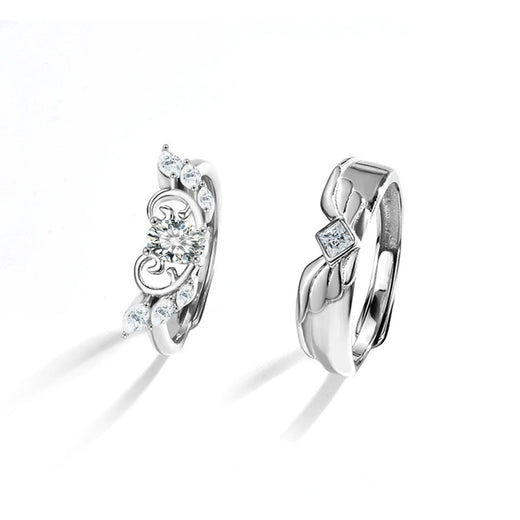 Angel Wing Couples Moissanite Wedding Rings in Gold-Plated S925 Sterling Silver