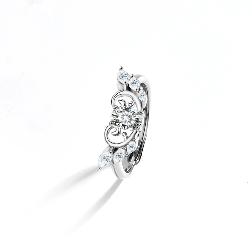 Angel Wing Couples Moissanite Wedding Rings in gold-plated S925 sterling silver on clean white background