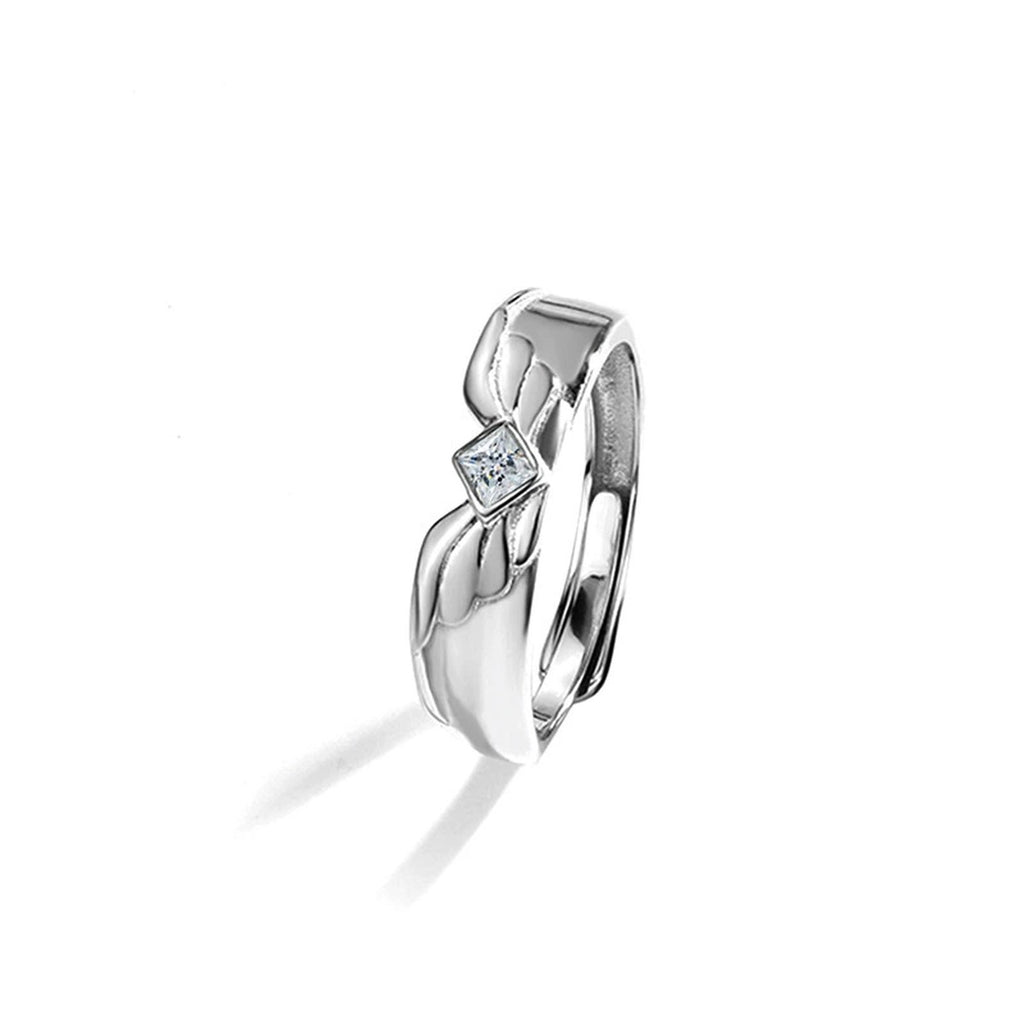 Angel Wing Couples Moissanite Wedding Rings in gold-plated S925 sterling silver on clean white background