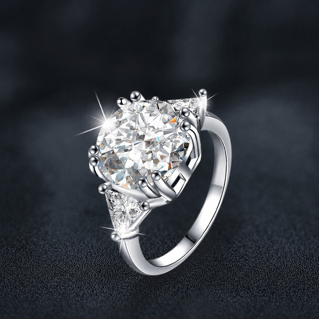 Oversized Round Moissanite Engagement Ring close-up detail view with moissanite sparkle