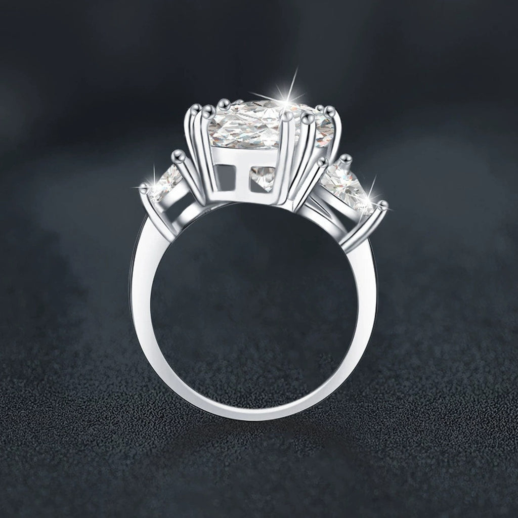 Oversized Round Moissanite Engagement Ring close-up detail view with moissanite sparkle