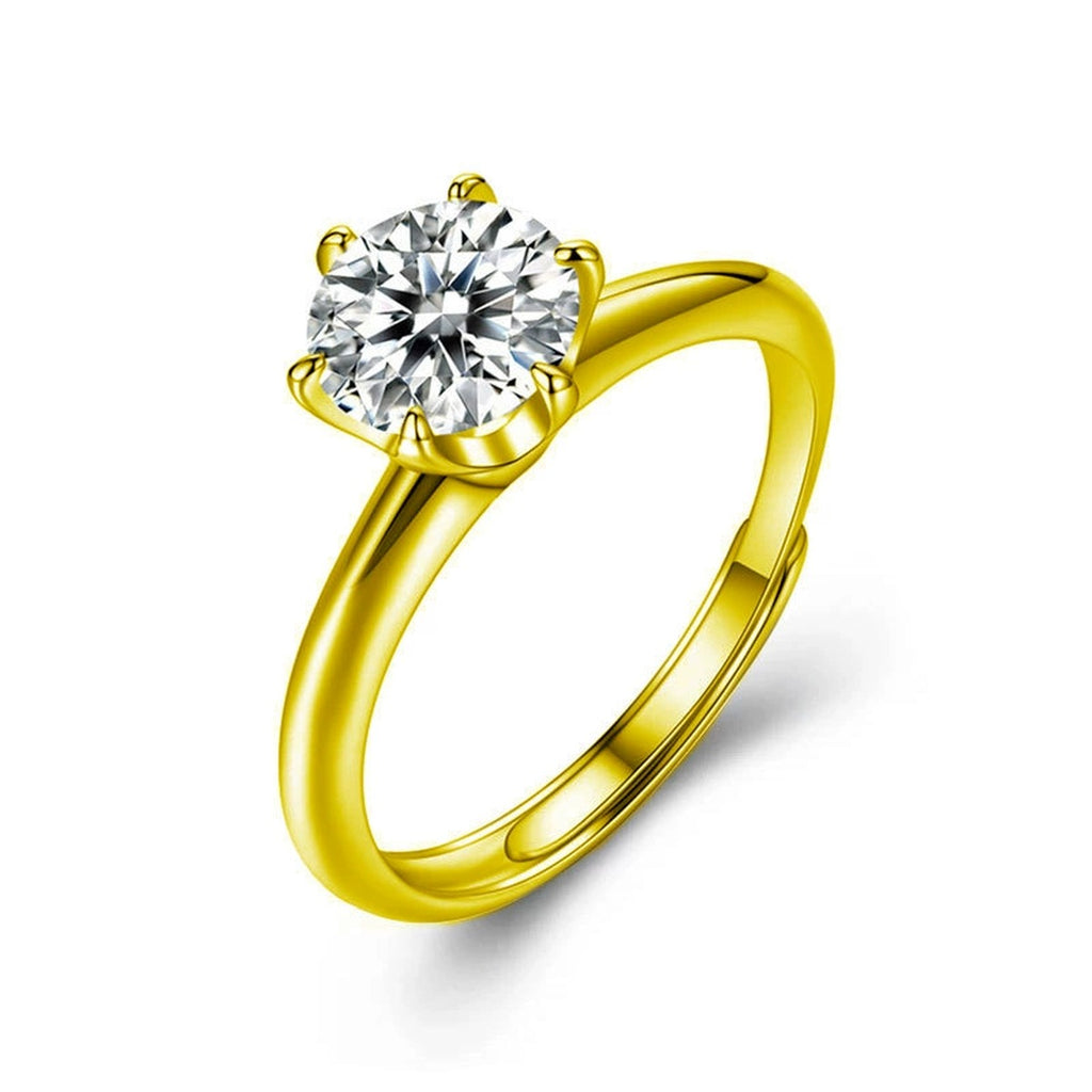 Round Moissanite Couples Wedding Rings in gold-plated S925 sterling silver on clean white background