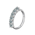 Graduated Round Moissanite Wedding Ring in white gold-plated S925 sterling silver on clean white background