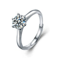 Classic Couples Round Moissanite Wedding Rings in white gold-plated S925 sterling silver on clean white background